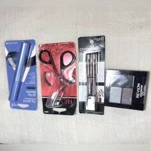 Bundle 4 pc. Almay Mascara, Eye Lash Curler, Easy Breezy Brow, Revlon colorstay.